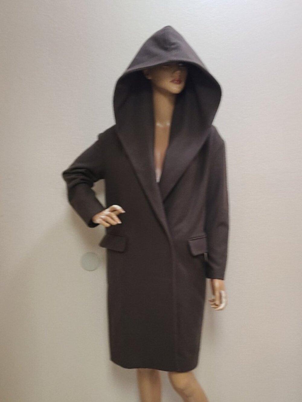 ALLSAINTS SCALA COAT OVERSIZED OVERCOAT HUGE DRAPED HOOD ITALIANWOOL BLEND sz XS - Picture 3 of 10